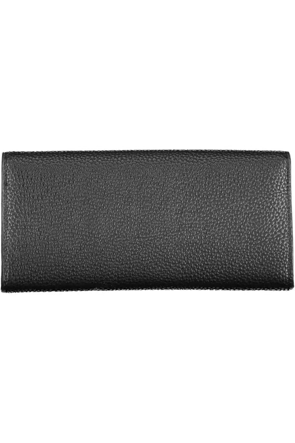 Elegant Black Tri-Fold Wallet with Snap Closure