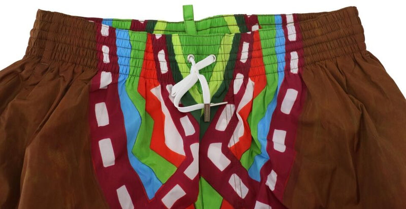 Pantaloncini da bagno a stampa multicolore in stile boxer