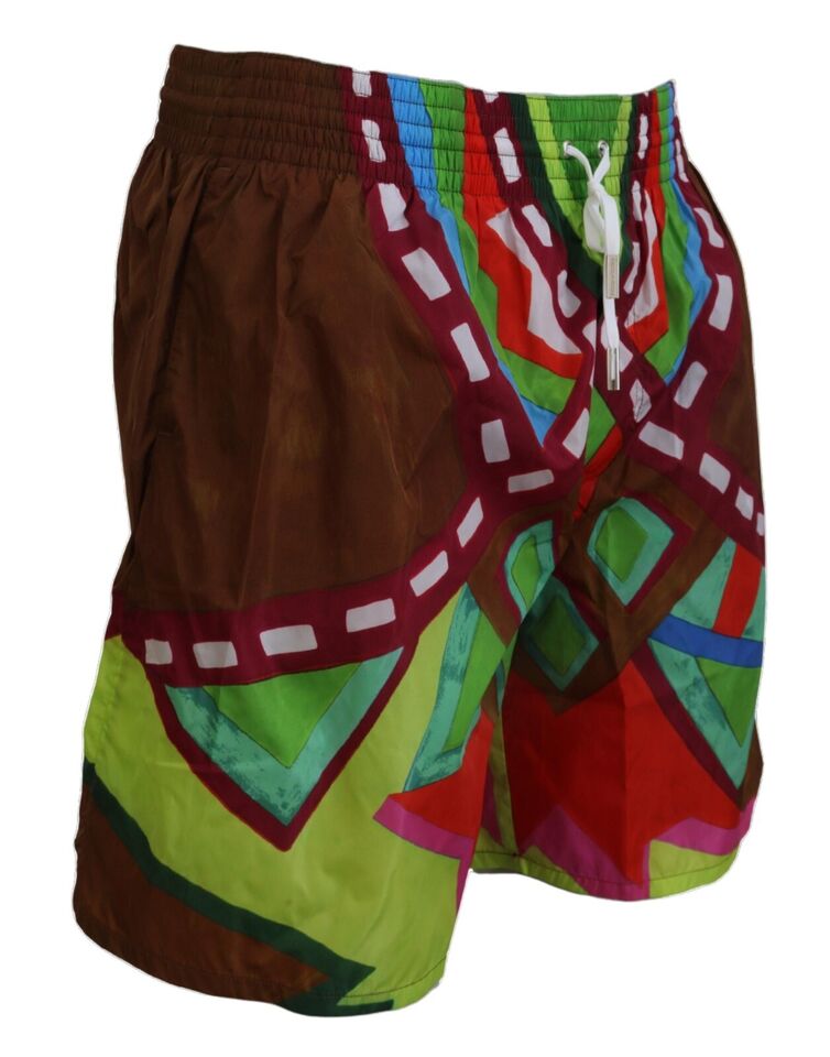 Pantaloncini da bagno a stampa multicolore in stile boxer