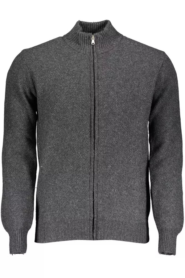 Elegante cardigan grigio pieno zip