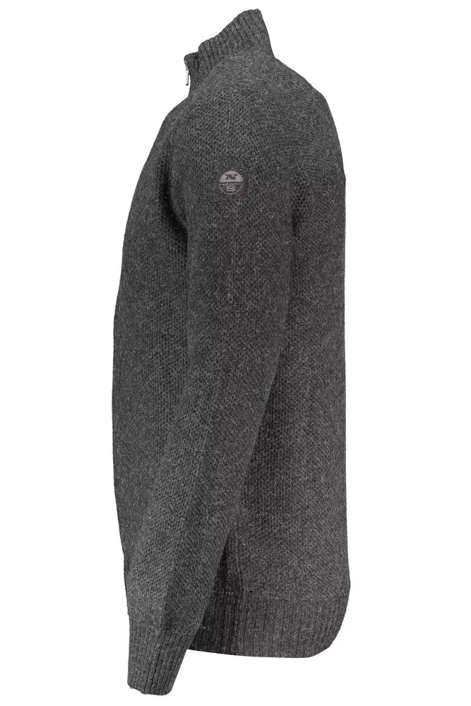 Elegante cardigan grigio pieno zip