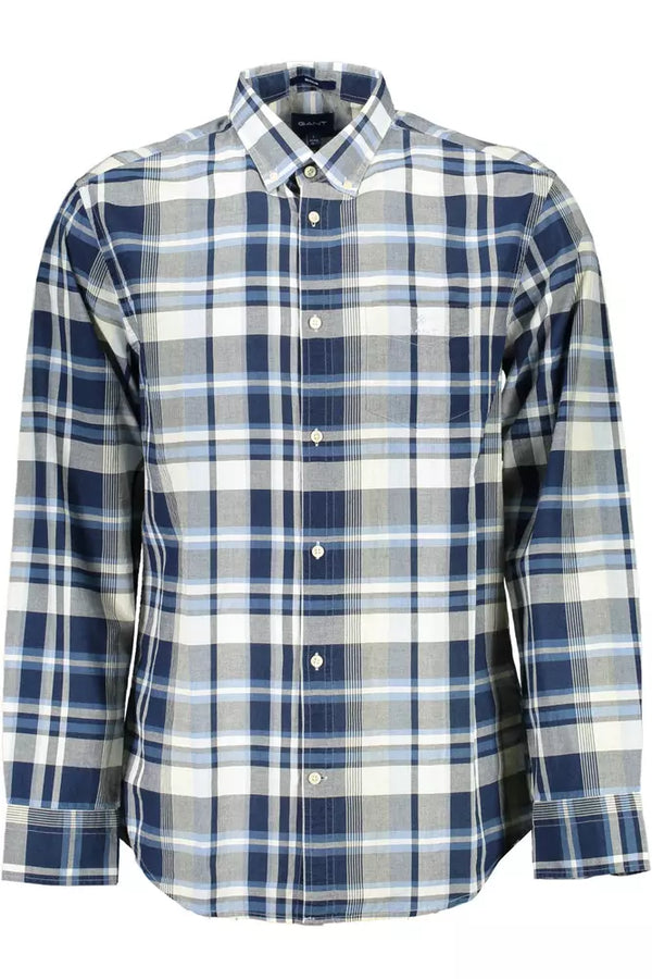 Chemise à manches longues en coton bleu élégant