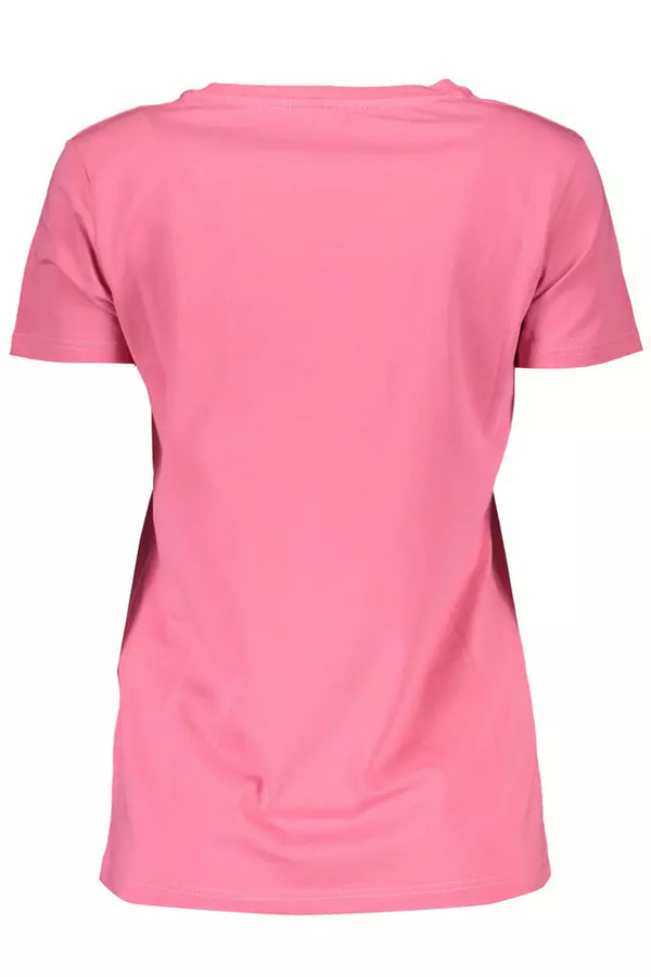 Chic Pink Sticked T -Shirt mit kontrastierenden Details