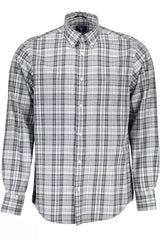 Elegant Gray Cotton Long Sleeve Men's Shirt