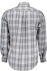 Elegante camicia da uomo a maniche lunghe di cotone grigio