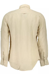 Chemise de poche double en lin beige