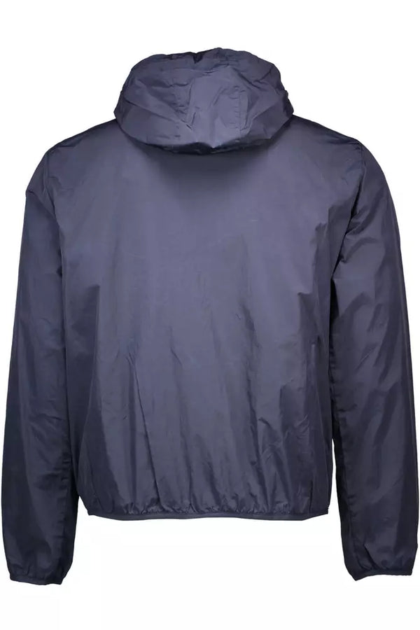 Chic Blue Nylon Sportjacke mit Kapuze