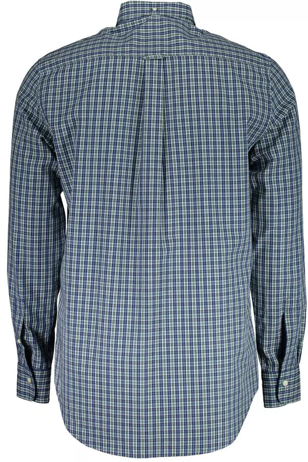 Elegante camicia verde abbottonatura a maniche lunghe