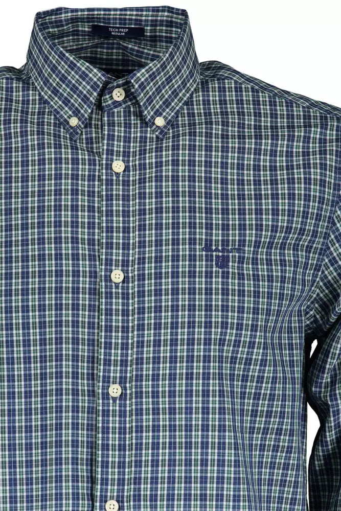 Elegante camicia verde abbottonatura a maniche lunghe