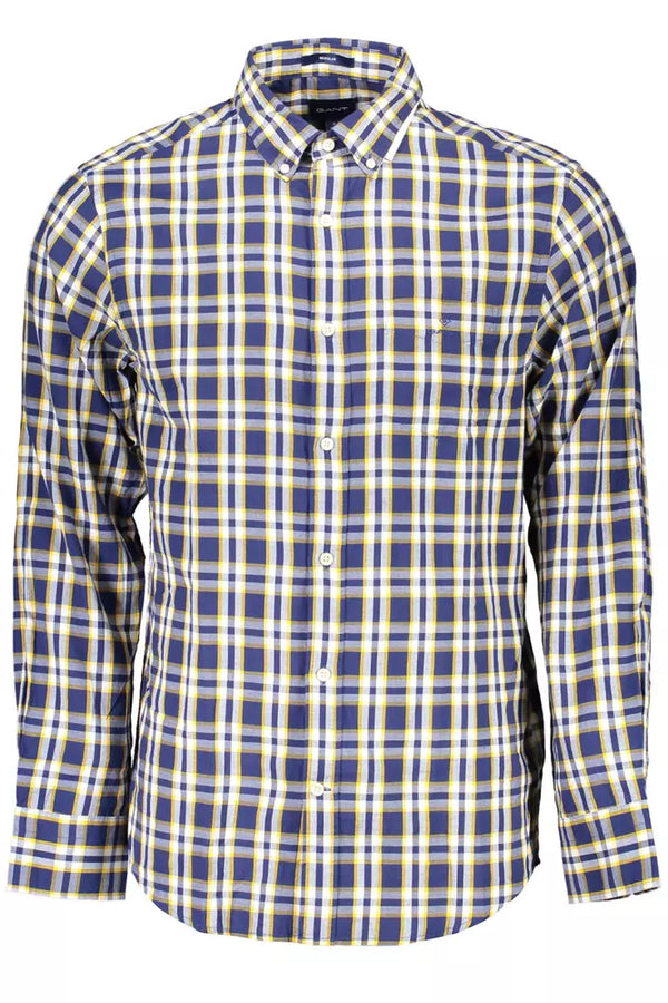 Camicia a maniche lunghe in cotone blu raffinato