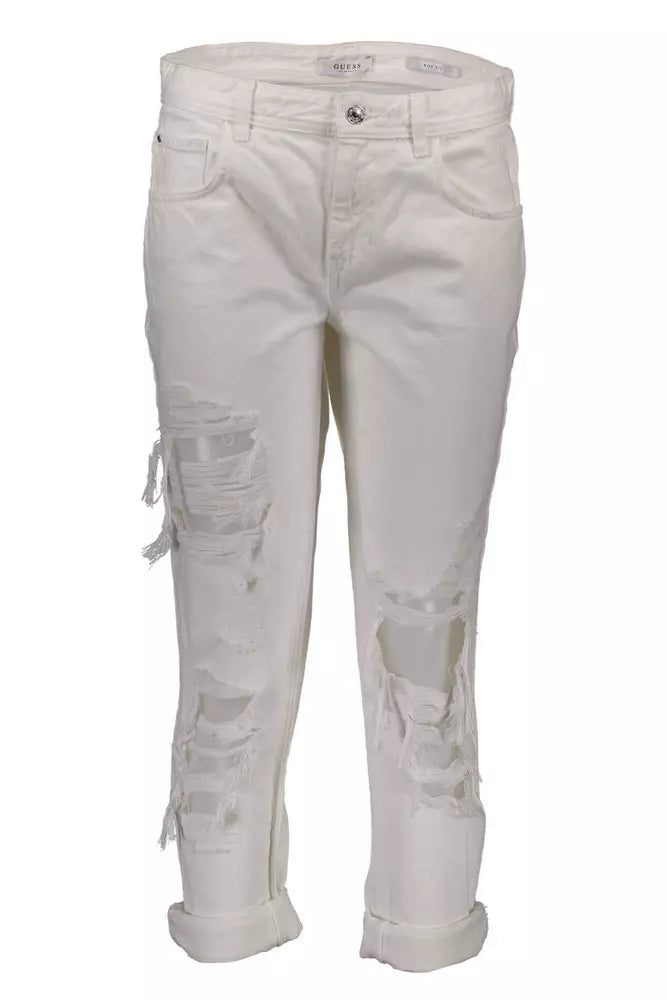 Chic White Distressed Denim Enchantress