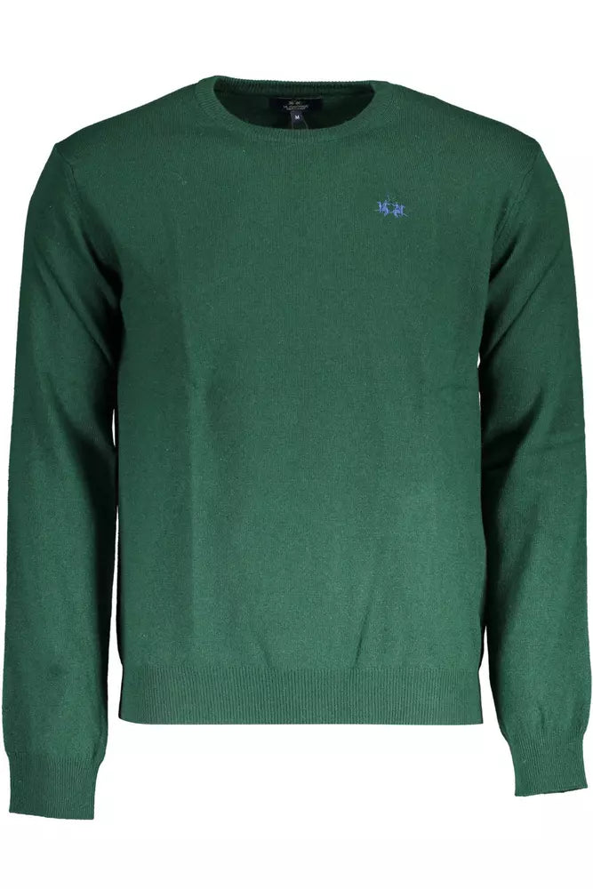 Eleganter grüner gestickter Pullover