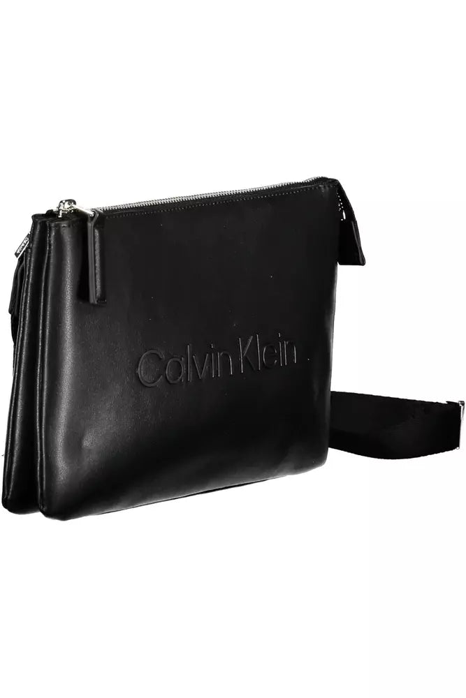 Sleek Black Shoulder Bag with Logo Detail