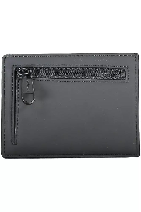 Sleek Black Card Holder with Coin Pocket