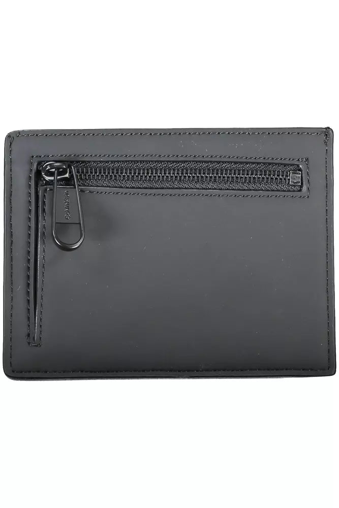 Sleek Black Card Holder with Coin Pocket