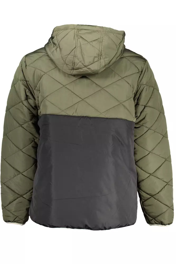 Classic Green Hooded Jacket with Logo Accent