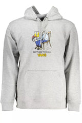 Schlankes graues Kapuzen -Sweatshirt mit zentraler Tasche