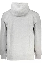 Schlankes graues Kapuzen -Sweatshirt mit zentraler Tasche