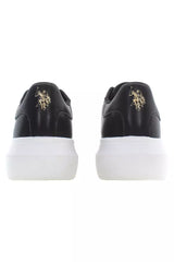 Chic Black Lace-Up Sneakers with Contrast Detailing