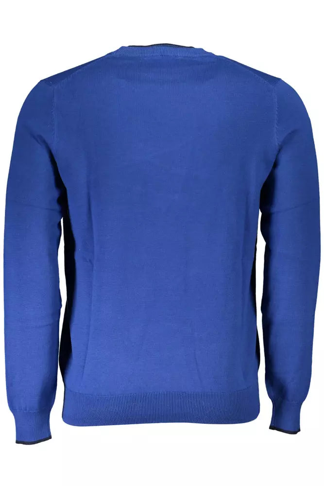 Blue Cotton Men Sweater