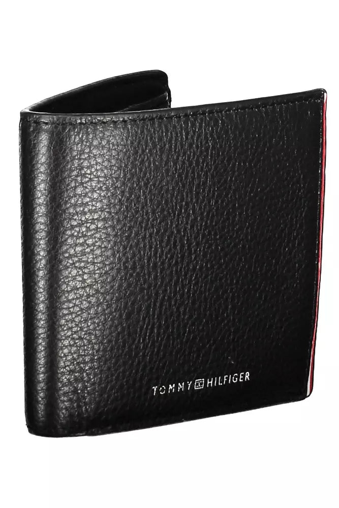 Sleek Black Leather Dual Compartment Wallet