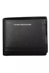 Sleek Black Leather Bifold Wallet with Coin Purse