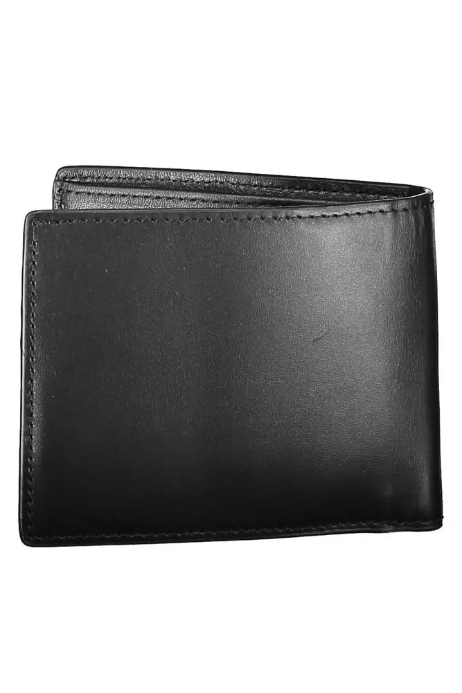 Elegant Black Leather Wallet with Logo Detail