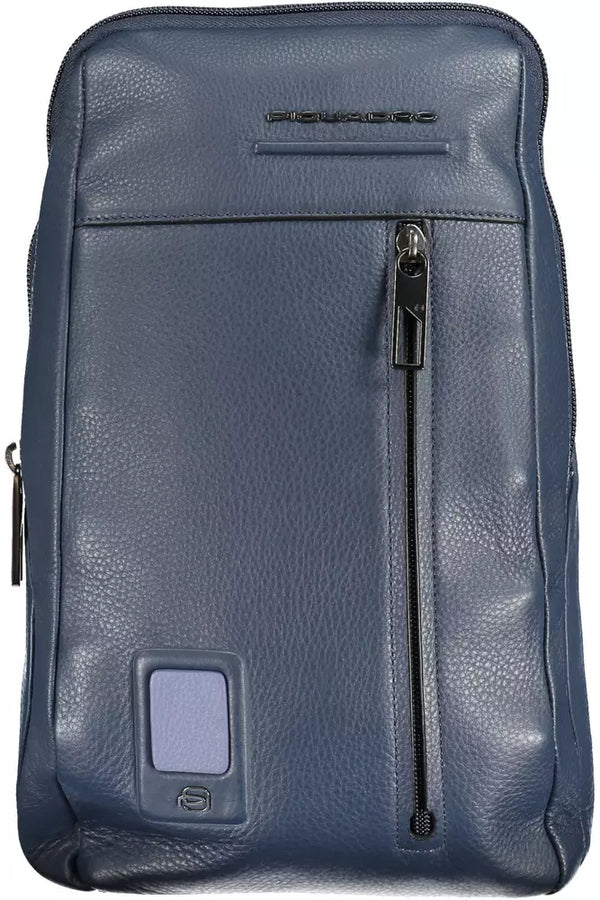 Schlanke blaue Leder -Schulter -Laptop -Tasche