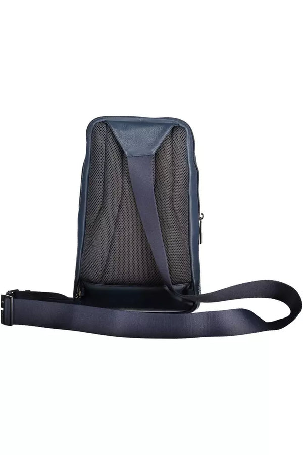 Schlanke blaue Leder -Schulter -Laptop -Tasche