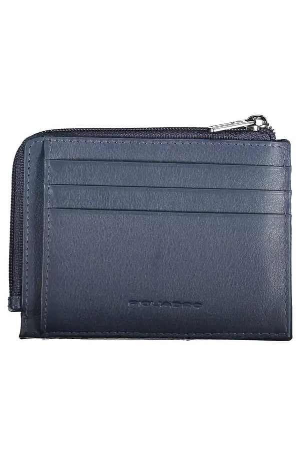 Sleek Blue Leather Card Holder with RFID Blocker