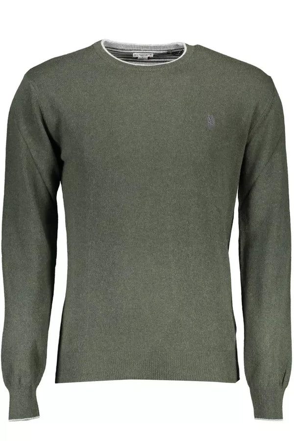 Elegante maglione verde slim con accento logo