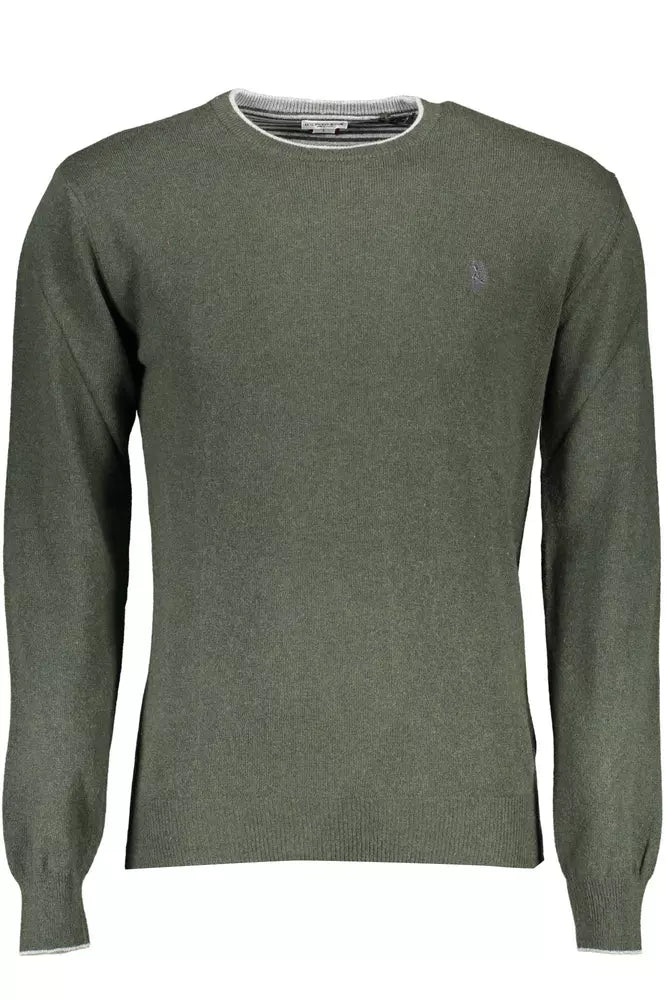 Eleganter grüner schlanker Pullover mit Logo -Akzent