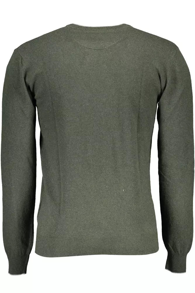 Elegante maglione verde slim con accento logo