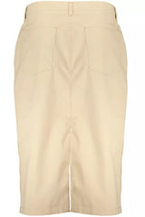 Gonna chic beige longuette con dettaglio classico