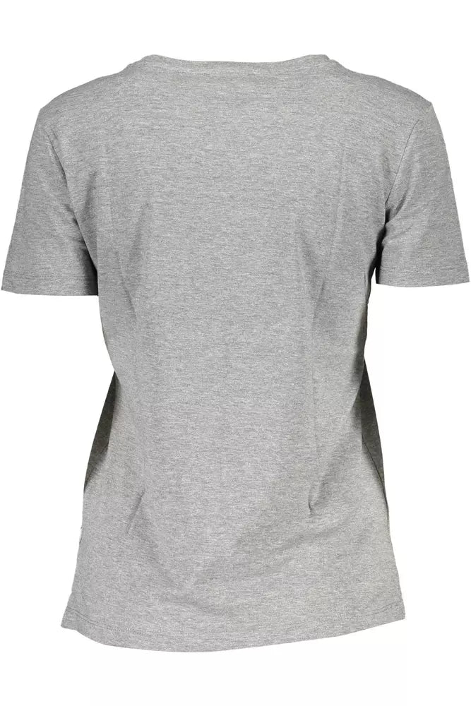 Tee de logo gris chic avec un large décolleté