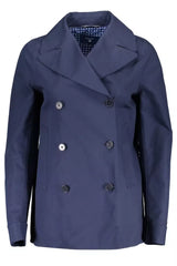 Chic Blue Cotton Sports Jacket με λεπτομέρειες λογότυπου