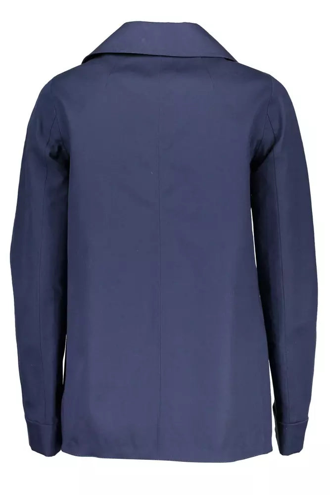 Chic Blue Cotton Sports Jacket με λεπτομέρειες λογότυπου