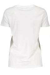 Chic White T -tee con dettaglio di ricamo a contrasto