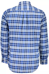 Chemise à manches longues en coton bleu classique