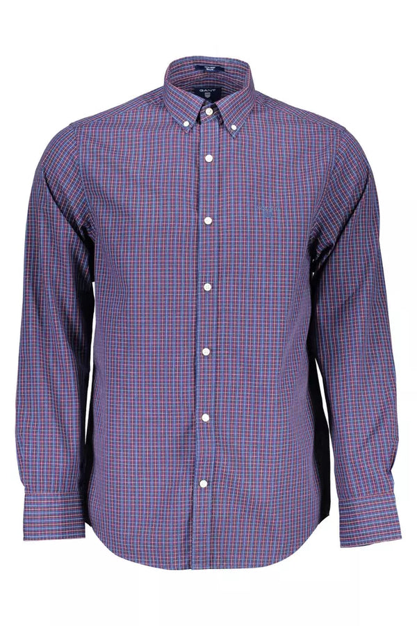 Elegante camicia a maniche lunghe in forma blu normale