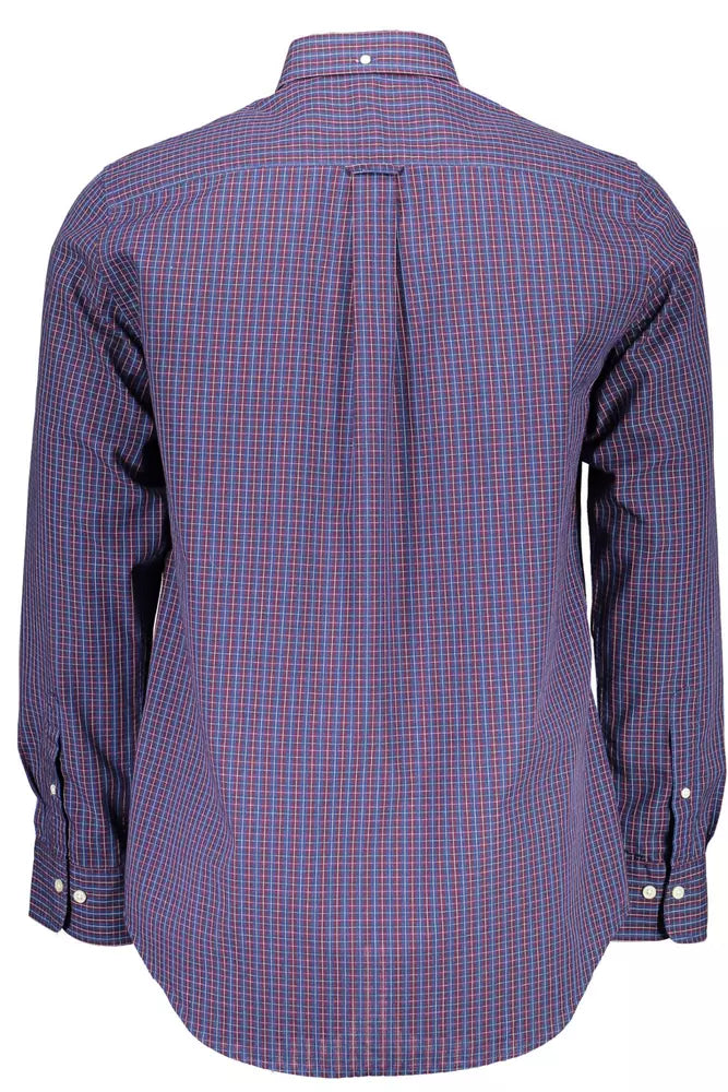 Elegante camicia a maniche lunghe in forma blu normale