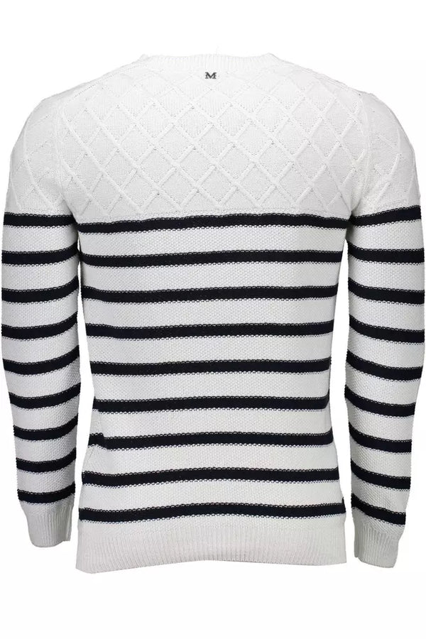 Elegante maglione maschile bianco rotondo