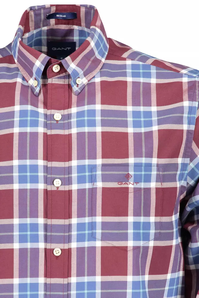 Camisa con botones de algodón morado elegante