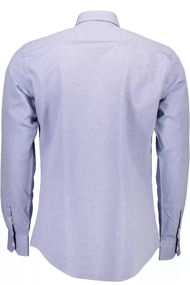 Elegant Blue Narrow Fit Cotton Shirt