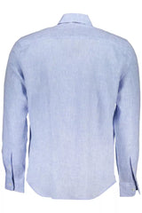 Elegante camicia di lino azzurro