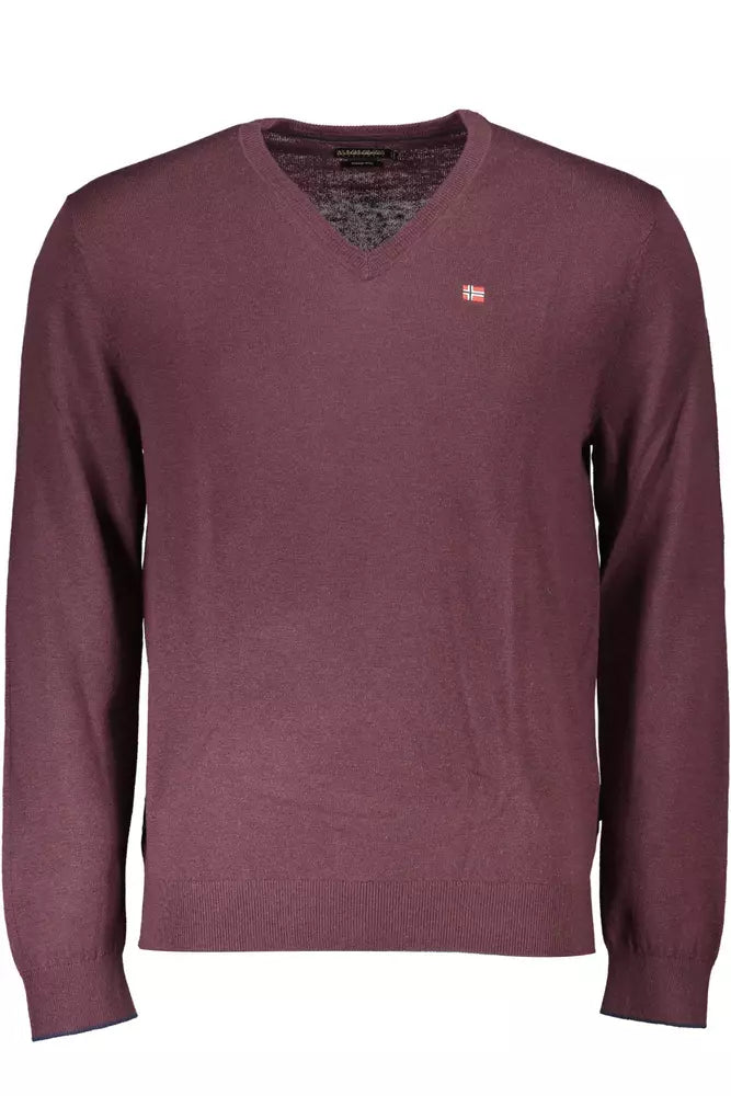 Zeitloser rosa Wolle V-Neck-Pullover