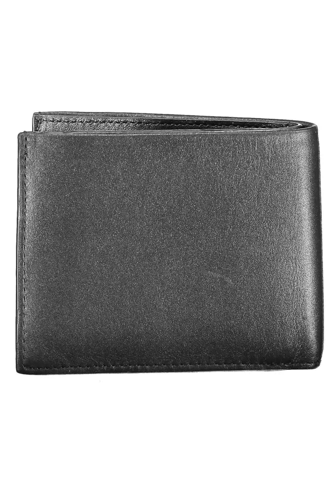 Sleek Black Leather Dual-Compartment Wallet