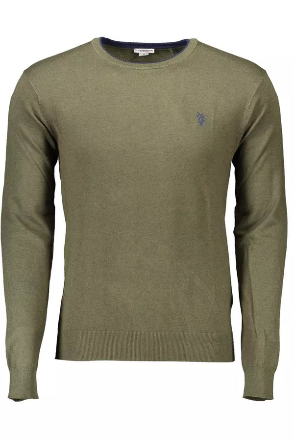 Eleganter grüner Pullover mit gesticktem Logo