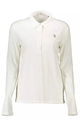 Elegantes langärmeliges weißes Poloshirt