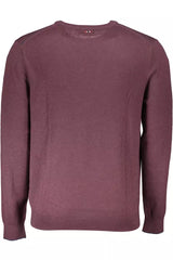 Elegant Purple Wool Sweater with Embroidery